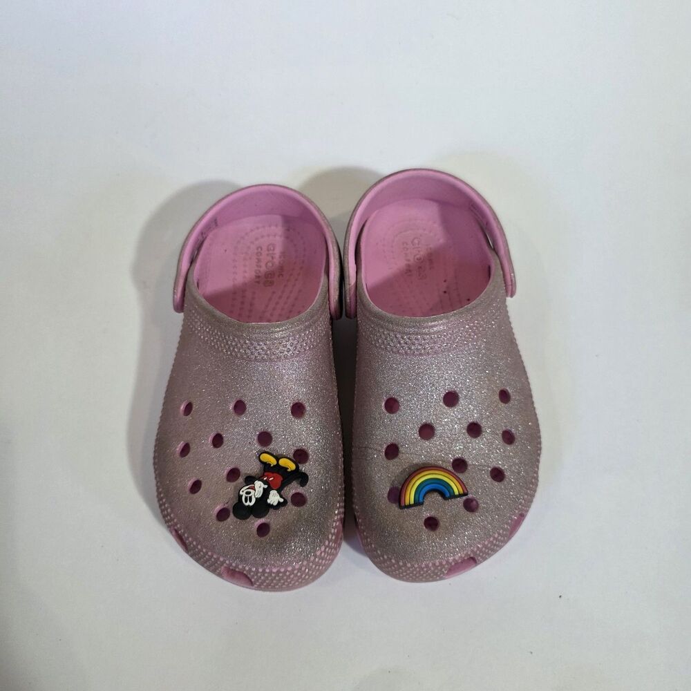 Crocs Pink Girls Clogs Sandals Glitter  Sz C13